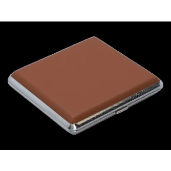 Metalowa Papierośnica Pokryta Gładką Ekoskórą w Kolorze Ceglanym