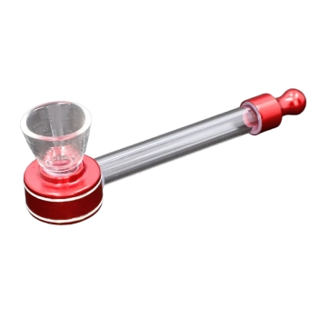 Cygarniczka Szklana Lufka Fifka Fajeczka z Ustnikiem 11 cm Czerwona