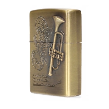 Złota Zapalniczka Benzynowa z Gotowym Grawerem Instrumentów Trąbka xTech
