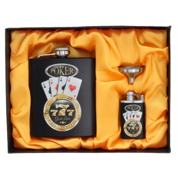 Zestaw Piersiówka + Zapalniczka Żarowa Poker