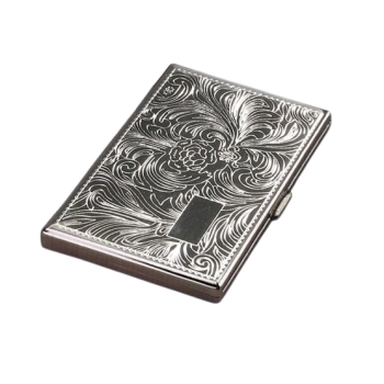 Srebrna Metalowa Papierośnica z Metalowymi Blaszkami w Środku