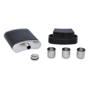 Czarna Piersiówka w Zestawie z Trzema Kieliszkami w Etui 8 OZ ok. 240 ml