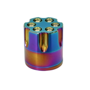 Tęczowy Grinder Młynek do Suszu w Kształcie Magazynku Rewolwera z Amunicją