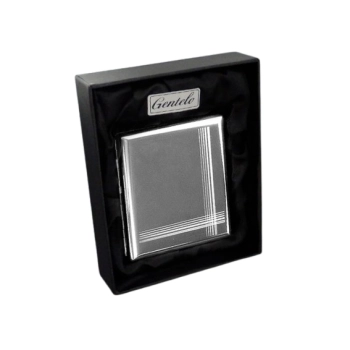 Srebrna Papierośnica z Pasami w Opakowaniu Prezentowym Gentelo