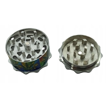 Młynek do Tytoniu Metalowy 3-częściowy w Stylu Reggae 4,5 cm Liść Marychy