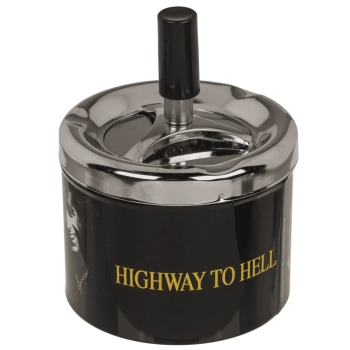 Czarna Popielniczka Metalowa Zamykana Obrotowa AC/DC dla Muzyka Rockmena