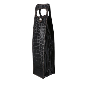 Elegancka Czarna Torba na Wino Prezentowa Imitacja Skóry Krokodyla