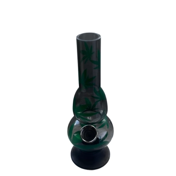 Bongo Akrylowe w Czerni z Zielonymi Listkami Marihuany 16 cm