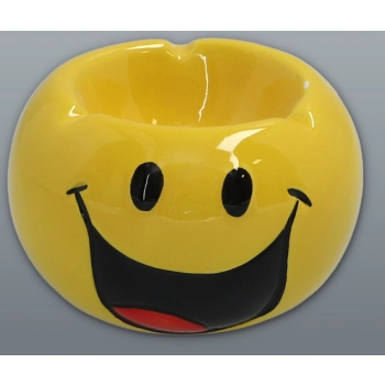 Żółta Ceramiczna Popielniczka Emotikonka 9x9 cm w Kartonowym Pudełku
