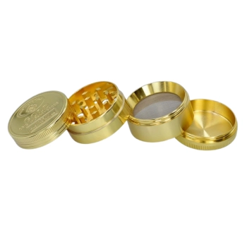 Crusher Grinder Młynek do Tytoniu Suszu Ziół CBD 4-częściowy 4 cm Złoty