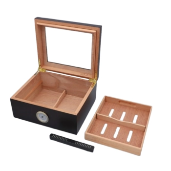 Humidor z Drewna Cedrowego Przeszklony Profesjonalne Pudełko do Cygar