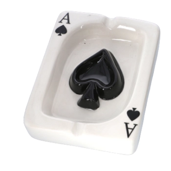 Ceramiczna Popielniczka w Kształcie Asa Pik - Biała 13,5 x 10 cm