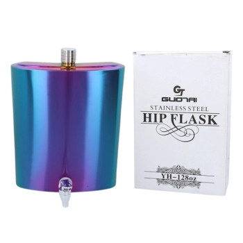 Duża Piersiówka Tęczowa z Kranikiem do Nalewania 128 OZ ok. 3840 ml