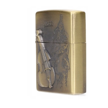 Złota Zapalniczka Benzynowa z Gotowym Grawerem Instrumentów Kontrabas xTech