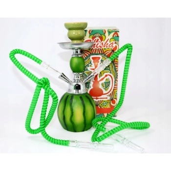 Fajka Wodna z 2 Wężami, 30cm, Metalowy Korpus i Ceramiczny Cybuch