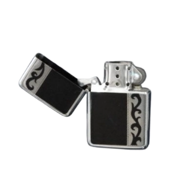 Srebrna Zapalniczka Benzynowa Gentelo z Czarnym Wzorem