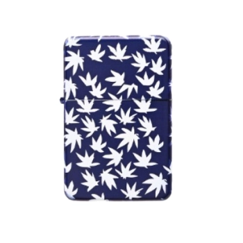 Granatowa Zapalniczka Benzynowa z Białymi Listkami Marihuany Atomic