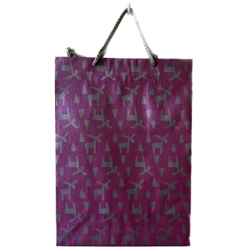 Elegancka Torba Prezentowa z Reniferami - Czerwona Papierowa 30 cm