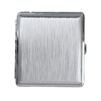 Srebrna Papierośnica Metalowa Gładkie Szczotkowane Wykończenie Gentelo