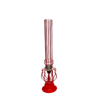 Akrylowe Bongo Wodne Przezroczyste w Czerwone Paski, 21cm