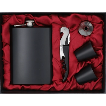 Zestaw Czarna Piersiówka + Nóż Kelnerski + Kieliszki na Prezent Gentelo