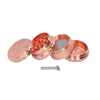 Crusher Grinder Młynek do Tytoniu Suszu Ziół CBD 4-częściowy Rose Gold