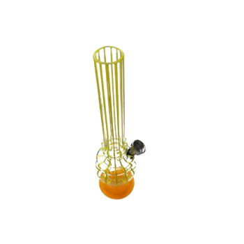 Akrylowe Bongo Transparentne z Żółtymi Paskami - 21 cm