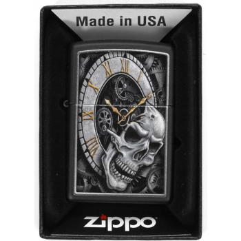 Zapalniczka Benzynowa Wiatroodporna Zippo Skull Clock