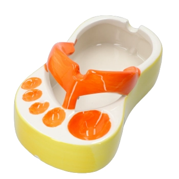 Ceramiczna Popielniczka Klapek w Kolorze Pomarańczowo-Żółtym