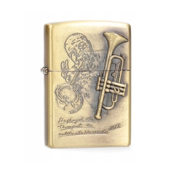 Złota Zapalniczka Benzynowa z Gotowym Grawerem Instrumentów Trąbka xTech