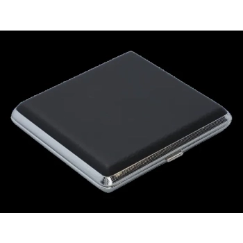 Czarna Metalowa Papierośnica Pokryta Ekoskórą Naturalna Faktura Gentelo