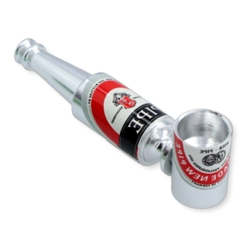 Fajka Metalowa w Kształcie Butelki Piwa Mała Mini Lufka Fifka Srebrna