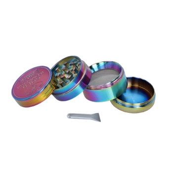 Tęczowy Grinder Młynek do Tytoniu Crusher Metalowy Chillout Smoke