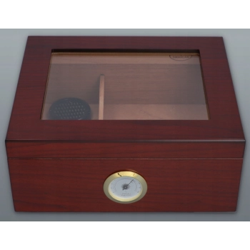 Humidor Ze Szklanym Okienkiem Profesjonalne Pudełko Na Cygara Ciemny Machoń