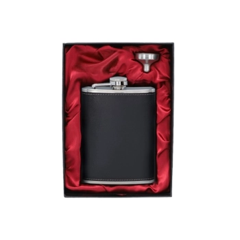 Piersiówka Stal Nierdzewna 8 OZ ok. 240ml Czarna w Opakowaniu na Prezent