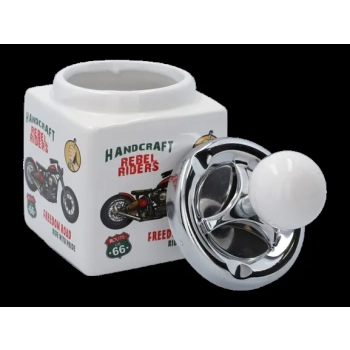 Popielniczka Ceramiczna z Metalową Pokrywką Handcraft Rebel Riders