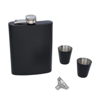 Czarna Piersiówka w Zestawie z Kieliszkami w Opakowaniu Prezentowym Gentelo