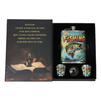 Elegancka Piersiówka dla Wędkarza 8 OZ ok. 240 ml Fishing na Prezent