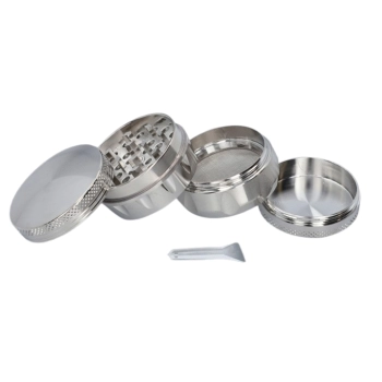 Crusher Grinder Młynek do Tytoniu Suszu Ziół CBD 4-częściowy 4,3 cm Srebrny