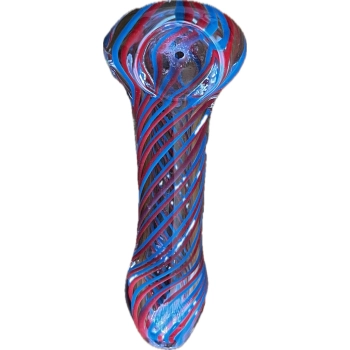 Lufka Szklana Krótka w Czerwono-Niebieskie Paski 12 cm
