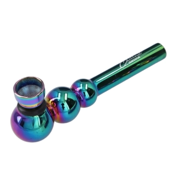 Cygarniczka Szklana Lufka Krótka Fajeczka z Metalowym Cybuchem Tęczowa 12cm