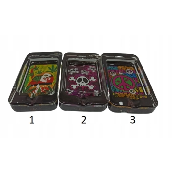 Popielniczka Szklana prostokątna 12x6,5 cm Różne wzory