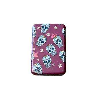 Fuksjowa Zapalniczka Benzynowa z Kolorowymi Czaszkami i Gwiazdkami Atomic