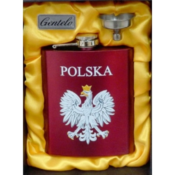 Stalowa Piersiówka Czerwona 180 ml z Orłem Polski – Gentelo