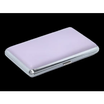 Papierośnica Skórzana SLIM na Cienkie Papierosy Jednolity Kolor Lawendowy