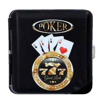 Papierośnica Metalowa w Stylu Pokerowym Kasyno z Nadrukiem Kart 777