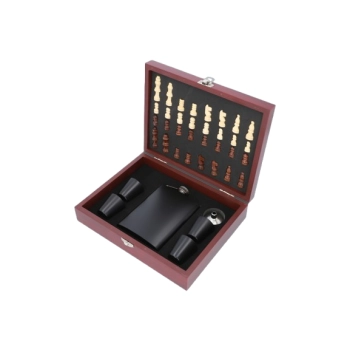 Zestaw Prezentowy Szachy + Czarna Piersiówka + 4 Kieliszki + Lejek Gentelo