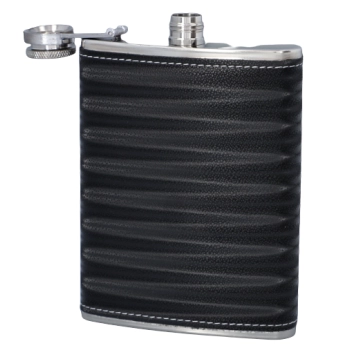 Piersiówka z Czarną Mieniącą się Skórą Stal Nierdzewna 8 OZ ok. 240 ml