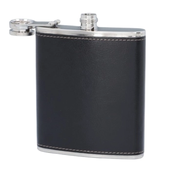 Piersiówka ze Stali Nierdzewnej Czarna Eko-Skóra 9 OZ ok. 270 ml Gentelo