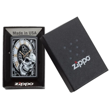 Zapalniczka Benzynowa Wiatroodporna Zippo Skull Clock